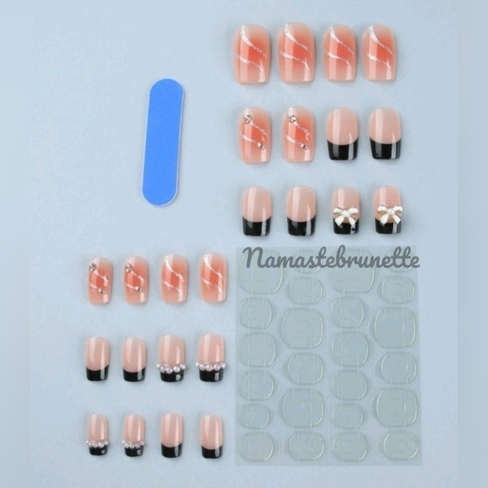 2/$16 Bow Rhinestone Press On Nails - Picture 2 of 14